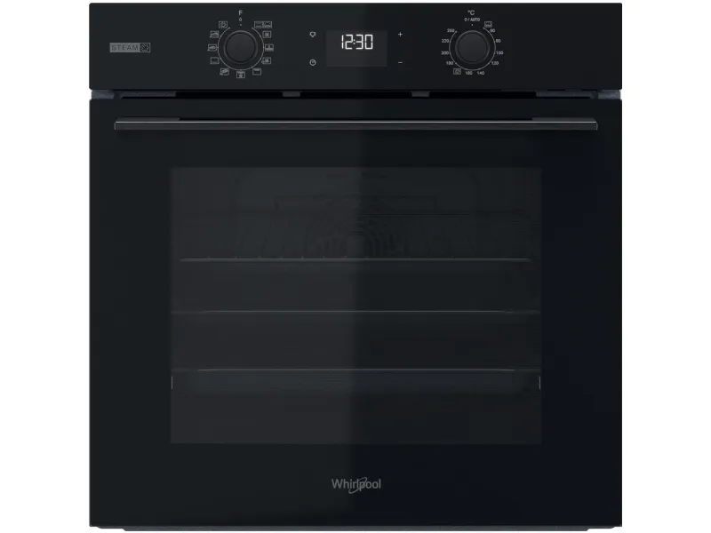 Whirlpool OMSK58CU1B, Medium, Elektrisk ovn, 71 l, 71 l, Vifteassistert, Katalytisk