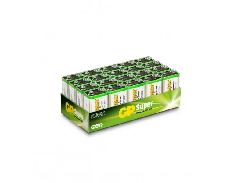 GP Super Alkaline 9V batteri, 1604A/6LF22, 20-pak