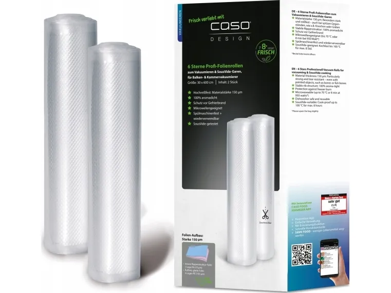 Caso Vacuum Rolls 01248, 2 stk., mål (B x L) 30 x 600 cm, transparent