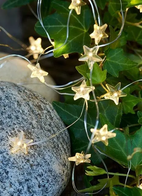 Sirius Trille Stjernelyskæde - 40 LED - Klar/Sølv