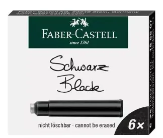 Faber-Castell - Blekkpatron - permanent - briljant svart (en pakke 6)