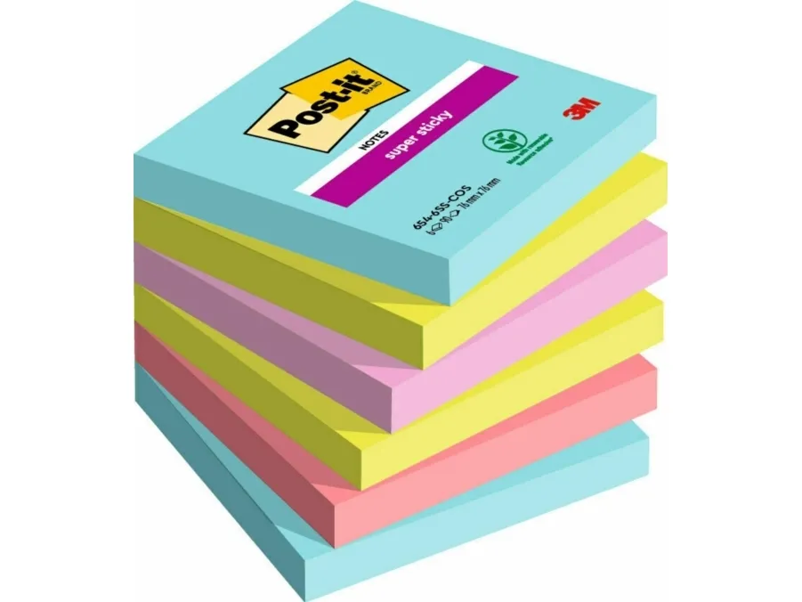Post-It 7100263206, firkant, Blå, Grønn, Rosa, Papir, 76 mm, 76 mm, 90 ark