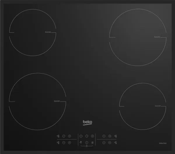 Beko HII64205MTB, Sort, Innebygget, 58 cm, Sonebasert induksjon, Glass, 4 zone(s)