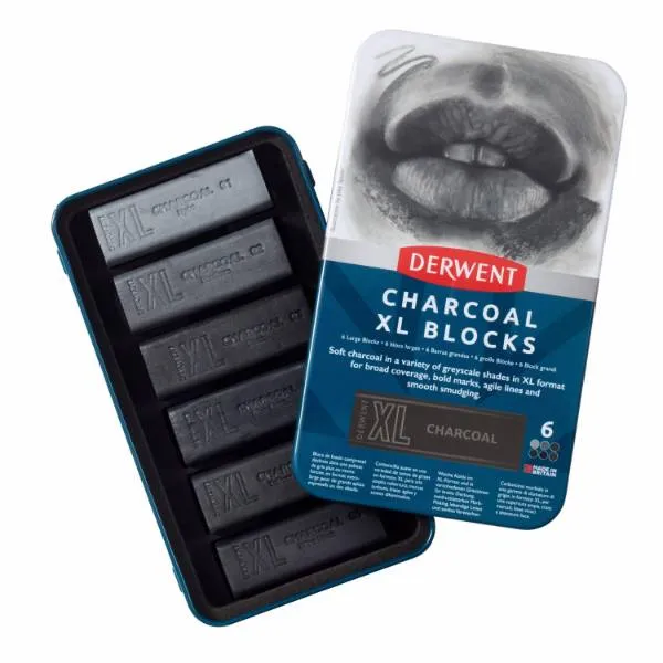 Derwent XL Charcoal Blocks 6 stk tin