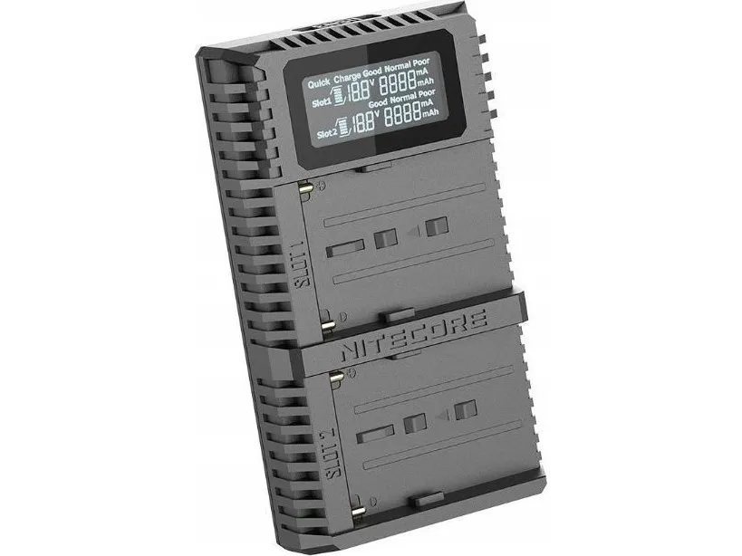 Nitecore Lader Usb-lader For 2x Sony-batteri Np-fm500h / Np-f730 / Np-f750 / Np-f770 / Np-f970 / Np-f550 + LCD-skjerm / Nitecore Usn3 Pro