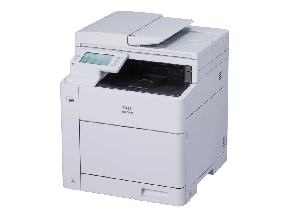 OKI MC554dn - Multifunksjonsskriver - farge - LED - A4 (210 x 297 mm) (original) - A4 (medie) - opp til 32 spm (kopiering) - opp til 32 spm (trykking) - 250 ark - 33.6 kbps - USB 2.0, USB 2.0 vert, LAN