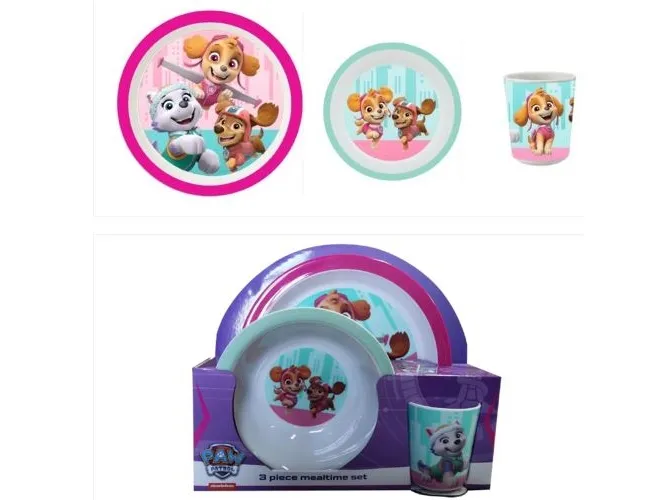 Paw Patrol spisesett i tre deler - rosa