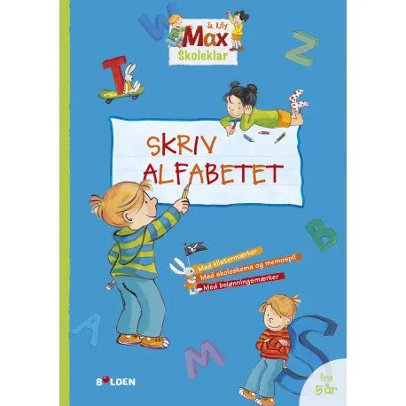 Max klar for skolen: skriv alfabetet