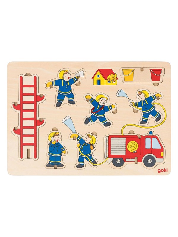 Intex Goki Wooden Stacking Puzzle Fire Brigade 8 pcs. Tre