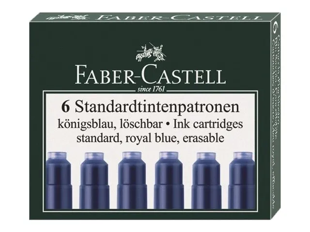 Faber-Castell - Blekkpatron - ikke-permanent - kongelig blått (en pakke 6)