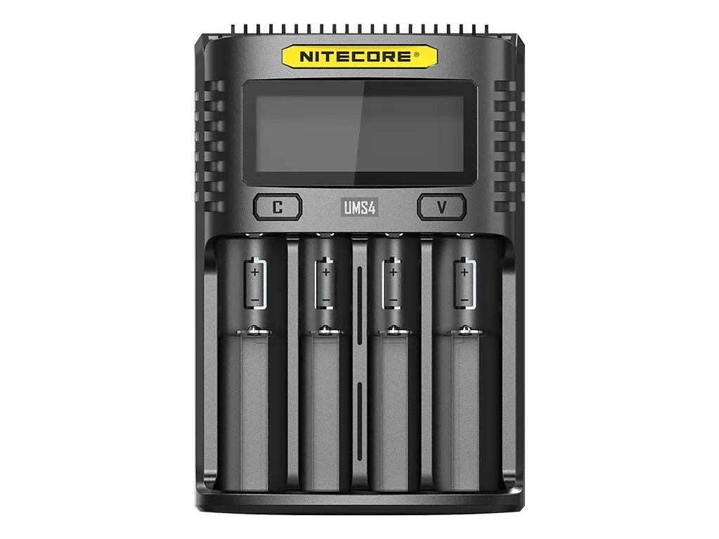 Nitecore UMS4, Lithium Iron Phosphate (LiFePO4), Lithium-Ion (Li-Ion), Nikkel-kadmium (NiCd), Nikkelmetallhydrid..., AA, AAA, AAAA, C, D