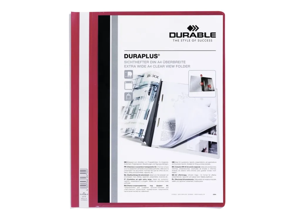 DURABLE DURAPLUS - Rapportfil - for A4 (210 x 297 mm) - rød
