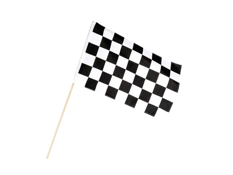 Målflag på pind, stof