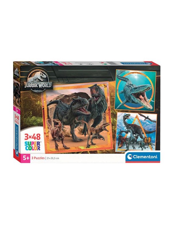 Clementoni Jigsaw Puzzle Super Color Square Jurassic World 3x48pcs. Gulv