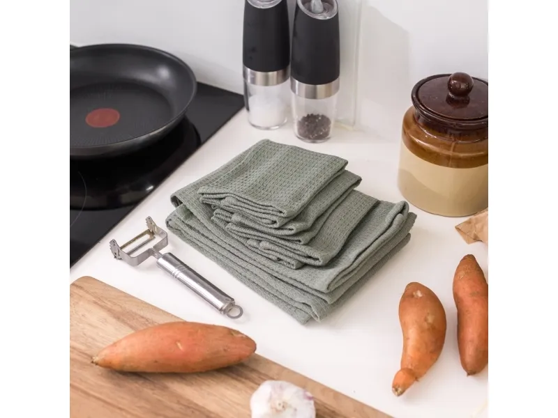 OlsenHome - Vaffel Viskestykker Duck Green 50x65 cm - 2 Stk