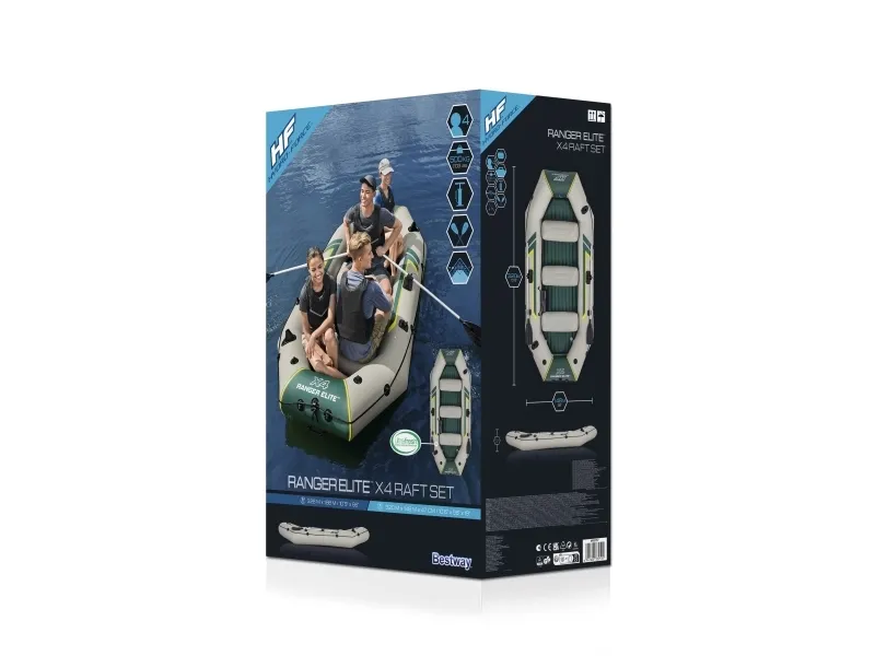 Bestway 65157 / 23, Rafting (elv), Rafting gummibåt, Grå, 4 person(er), 500 kg, 2200 W