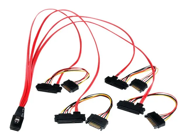 StarTech 50cm Internal Serial Attached SCSI Mini SAS Cable - SFF8087 to 4x SFF8482 - Internal Mini SAS Cable (SAS808782P50) - SAS intern kabel - SAS 6Gbit/s - 36-pins 4i Mini MultiLane (P) til SATA-strøm, 29-pins intern SAS (SFF-8482) - 50 cm - rød