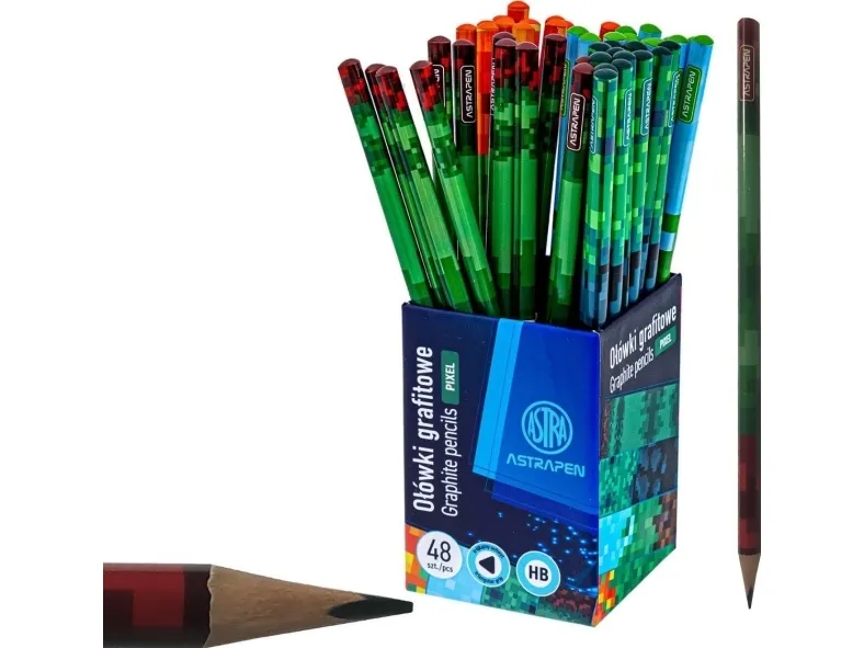 Astra HB blyantskrivesett trekantet grafitt Minecraft Pixel One 48 stk