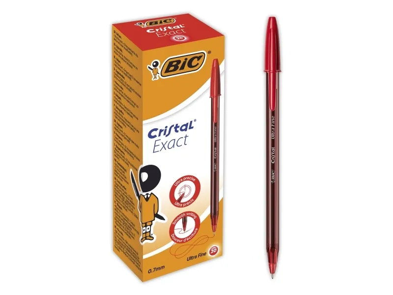 BIC Cristal Exact - Kulepenn - rød - 0.7 mm (en pakke 20)