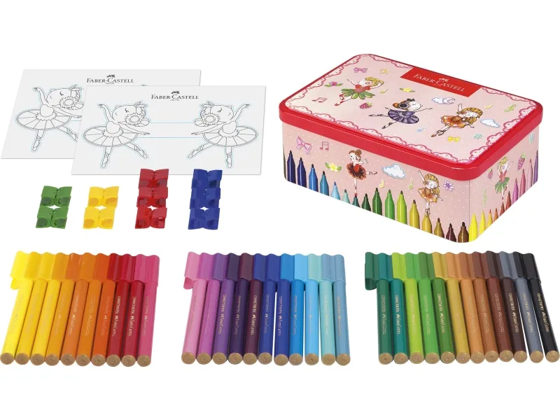 Tusser Faber-Castell Connector Ballerina 33 stk. ass. farver i metalæske