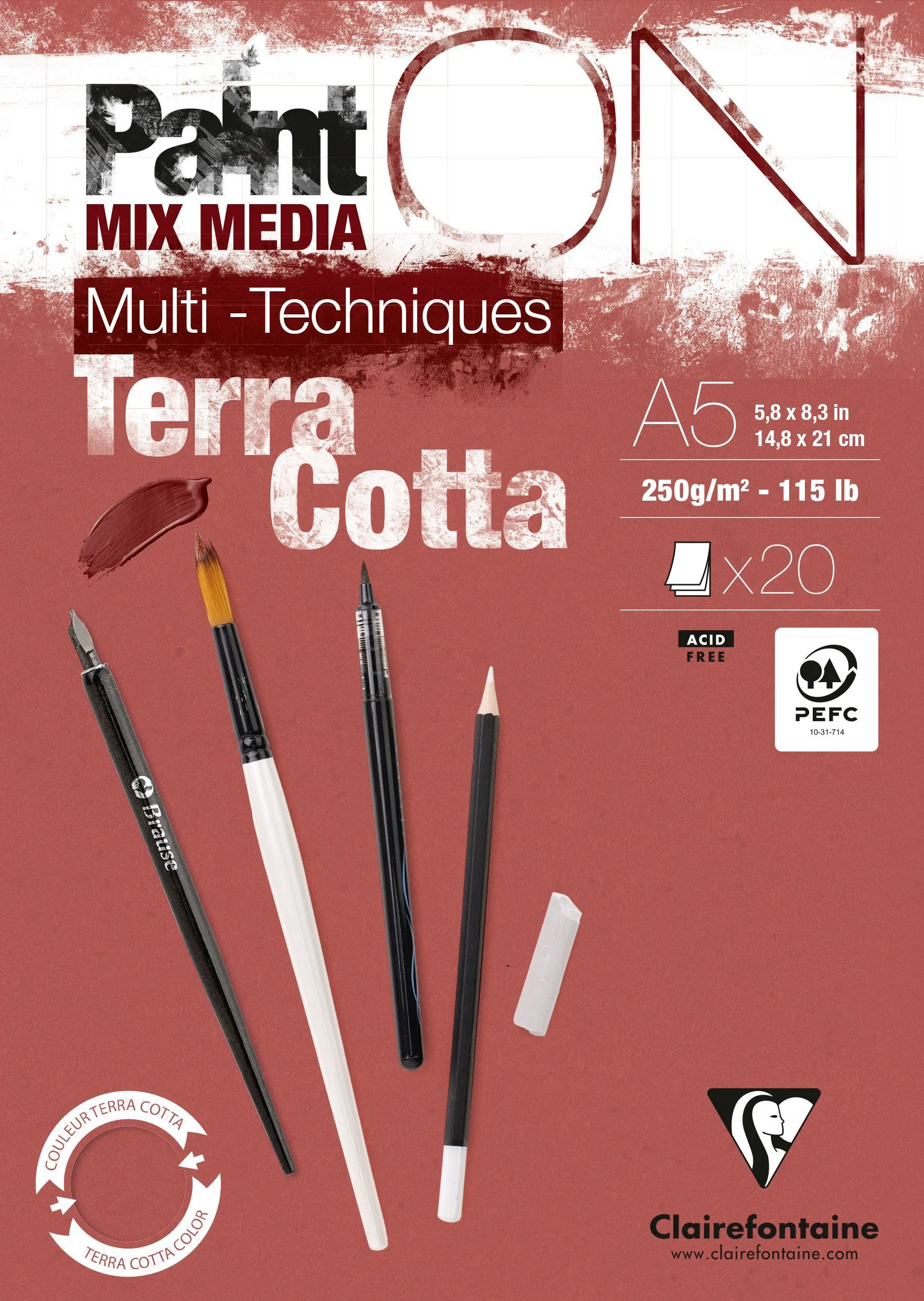 Paint-On Blok A5 250gram Terra Cotta, 20 ark, Toplimet