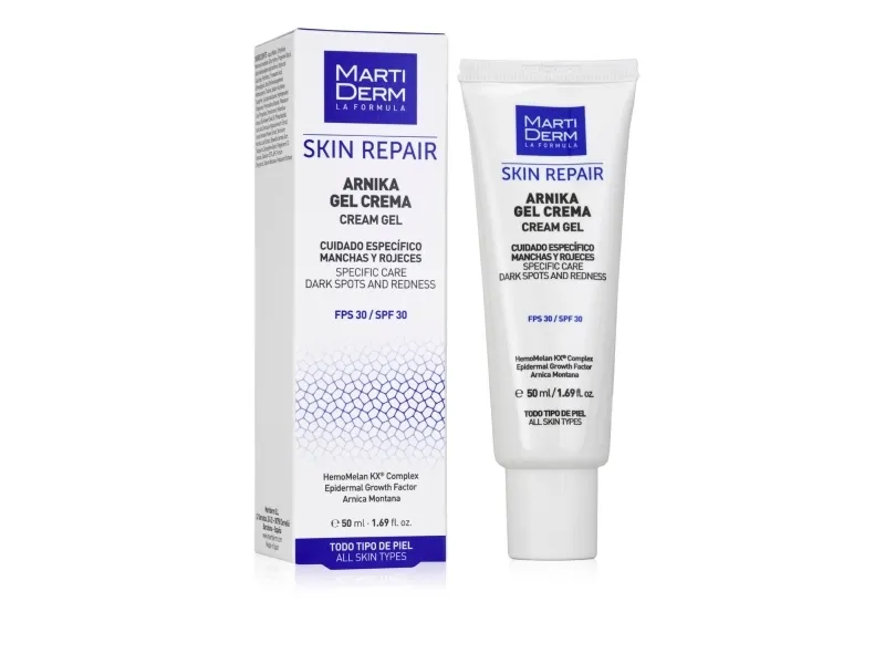 MartiDerm Skin Repair Arnika Gel Cream FPS30, Dag- og nattkrem, Kvinner, Alle hudtyper, Ansikt, Anti-mørke flekker, Motvirker rødhet, Elastisitet, Legende, Regenererende, Reparering, Behandling, 50 ml