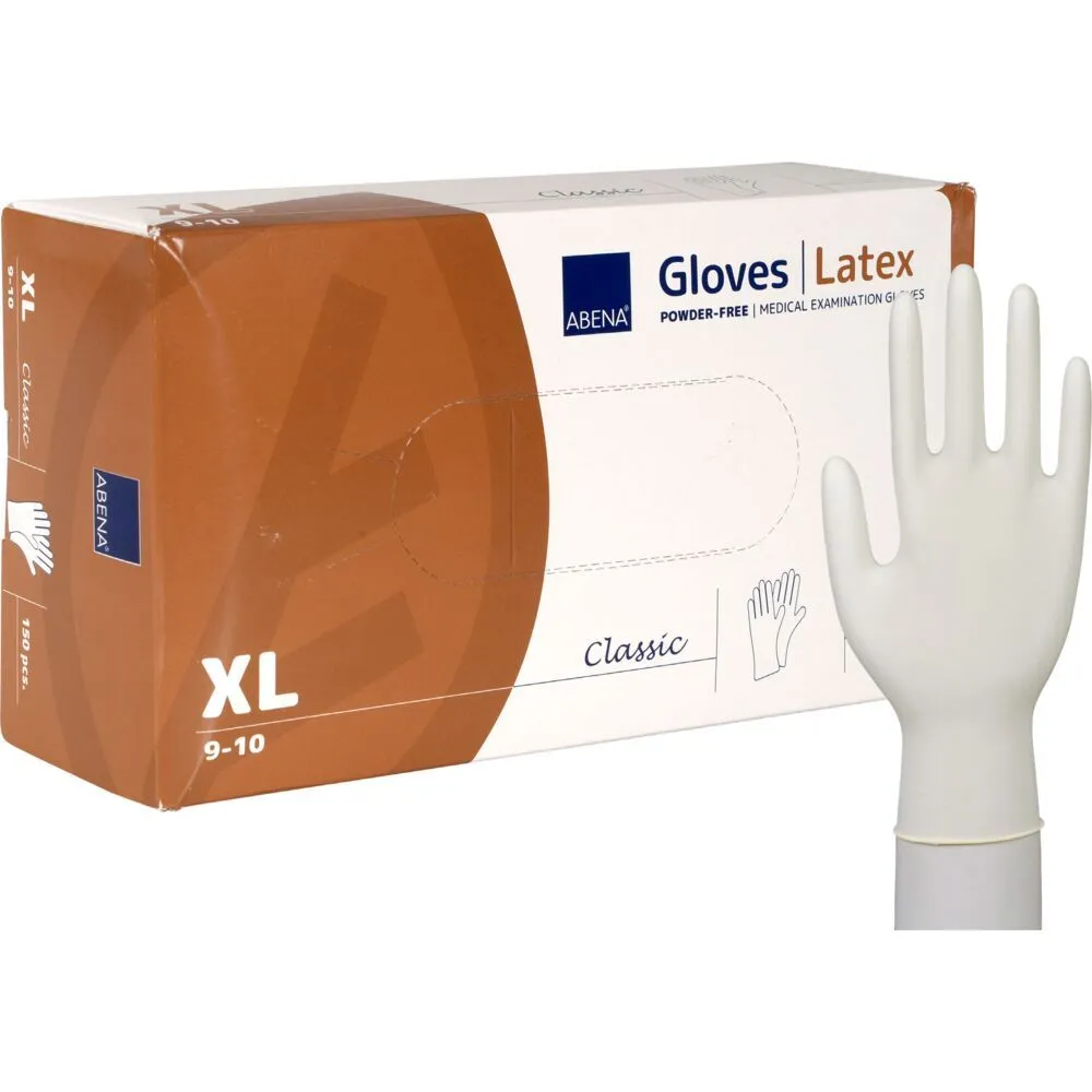 Undersøkelseshanske, ABENA Classic, XL, natur, lateks, pudderfri - (150 stk.)