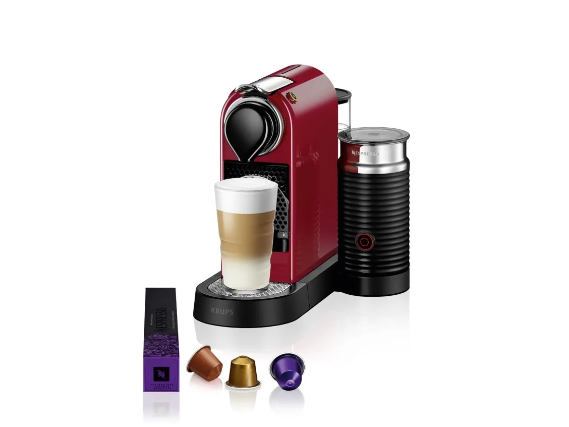 Kaffemaskin Krups XN7615 Nespresso Citiz&amp Milk kaffekapselmaskin, rød