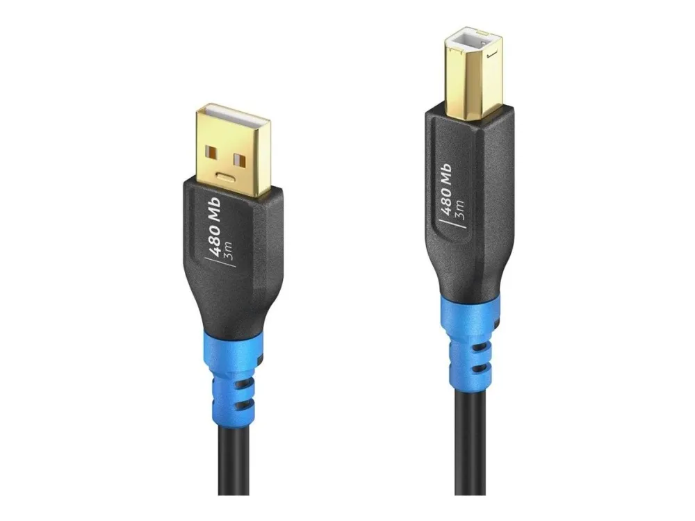 PureLink FlexInstall Series Premium - USB-kabel - USB (hann) til USB-type B (hann) - USB 2.0 - 5 V - 2 A - 3 m - svart
