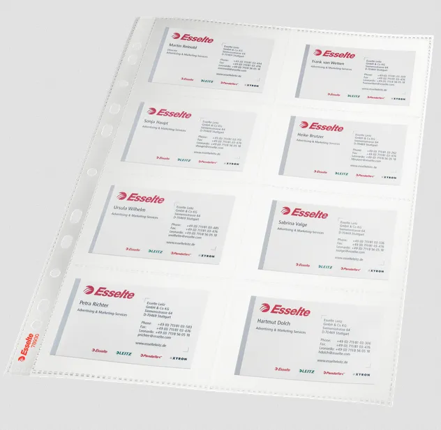 Plastlommer A4 Esselte 78930 t/visitkort klar t/16 kort (10 stk.)