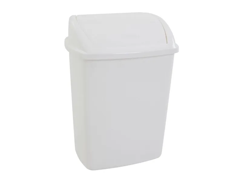 Avfallsbeholder, V-Part, hvit, plast, 26 l, med svinglokk, klargjort for veggmontering