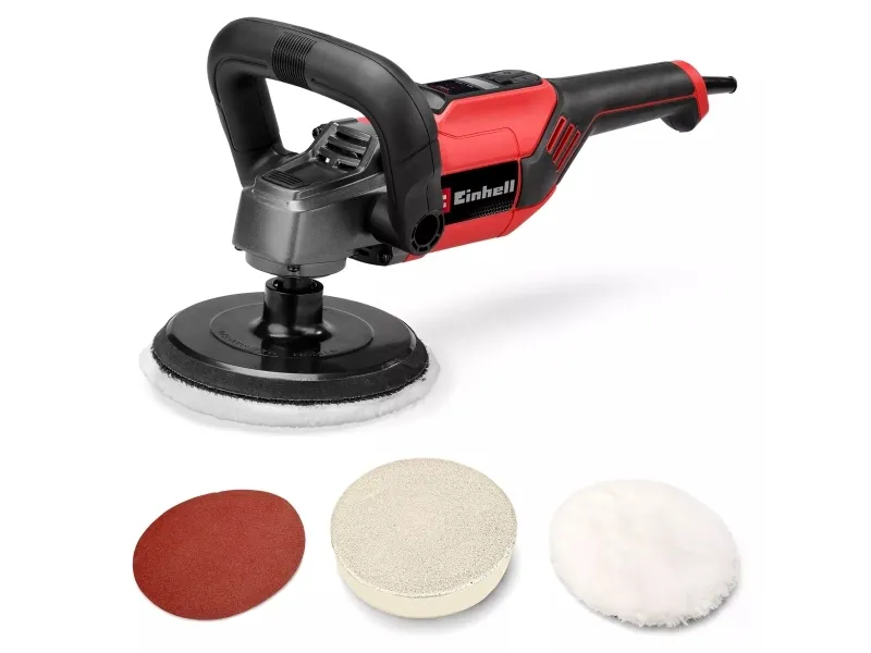 Einhell CC-PO 1100/150 CE, Roterende poleringsmaskin, 3500 RPM, 1100 W, Sort, Grå, Rød, 2,05 kg, AC
