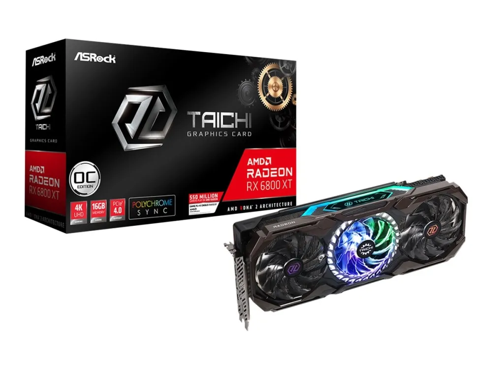 ASRock Radeon RX 6800 XT Taichi X 16G OC - Grafikkort - Radeon RX 6800 XT - 16 GB GDDR6 - PCIe 4.0 x16 - HDMI, 2 x DisplayPort, USB-C