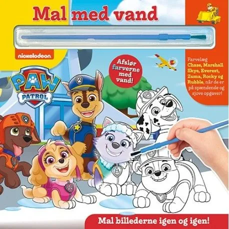 Mal med vann - Paw Patrol (bok med pensel - fargelegg igjen og igjen)