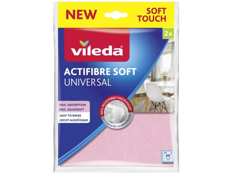 Vileda 4023103240810, Mikrofiber, Polyuretan, Grå, Rosa, Maskinvask, 60 °C, 260 mm, 180 mm
