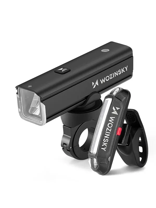 Wozinsky WSBLB3 Front (1000 lm) and Rear USB-C Bike Light Set - Black