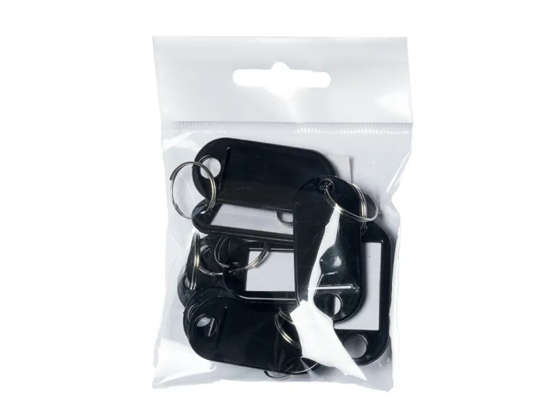Nøgleskilte, BNT, 50x23 etiketmål (LxB): 30x15mm, plastik, sort - (10 stk.)