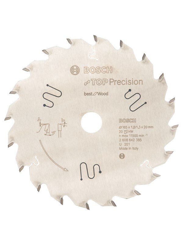 Bosch Sirkelsagblad Top Precision Best for Wood 165 x 20 x 1,8 mm, 20