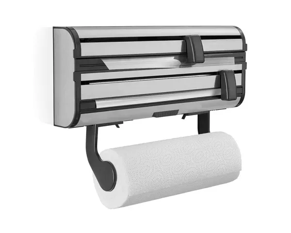 Leifheit 25793, Veggmontert tørkepapirholder, Sort, Rustfritt stål, Rustfritt stål, 28 cm, Rektangel, Plastfolie
