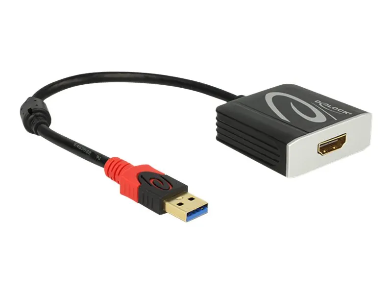 Delock Adapter USB 3.0 Type-A male > HDMI female - Ekstern videoadapter - USB 3.0 - HDMI - svart