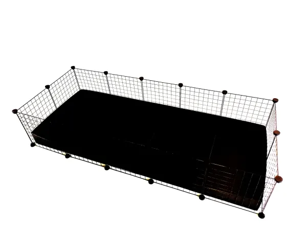 C&C 5x2 modulært bur marsvin kanin pinnsvin svart,, 180 x 77 x 37 cm
