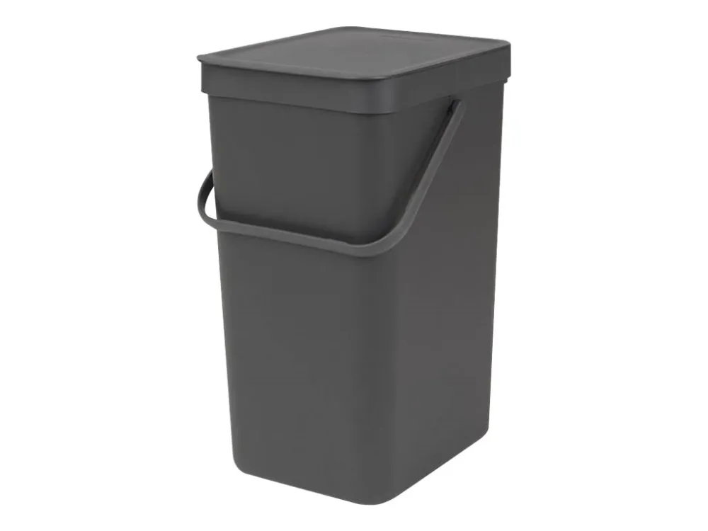 Brabantia Sort & Go - Søppelbøtte - flipp-lokk - 16 L - håndtak - grå