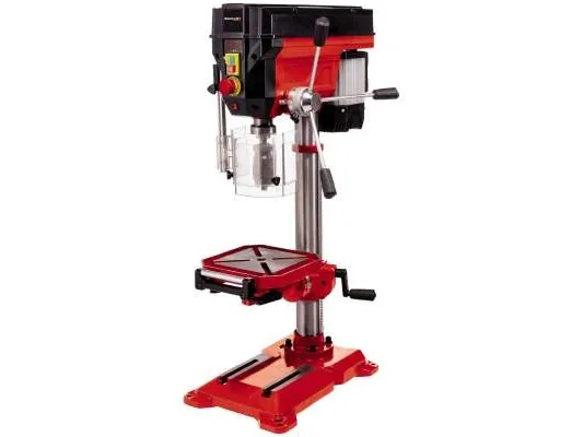Einhell TE-BD 750 E, Søyleboremaskin for benkmontering, Nøkkelløs, B16, Knapper, Aluminium, Sort, Rød, 450 RPM