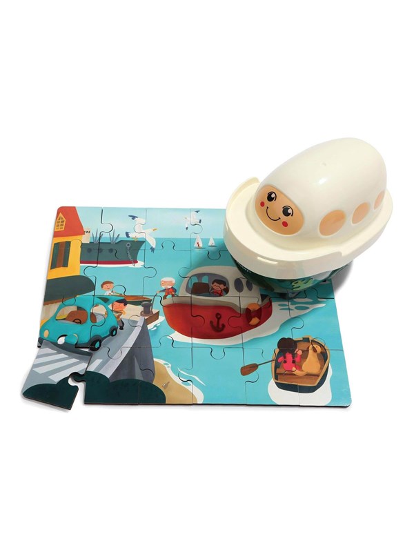 TOPBRIGHT Wooden Jigsaw Puzzle Harbor with Steamer 24st. Tre