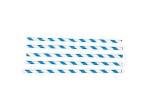 Sugerør Ø6x200 mm uden knæk Bionedbrydelig Papir Blåstribet,500 stk/ps - (500 stk.)
