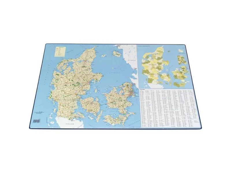 Skriveunderlag Danmarkskort med postnumre 40x65cm 4155