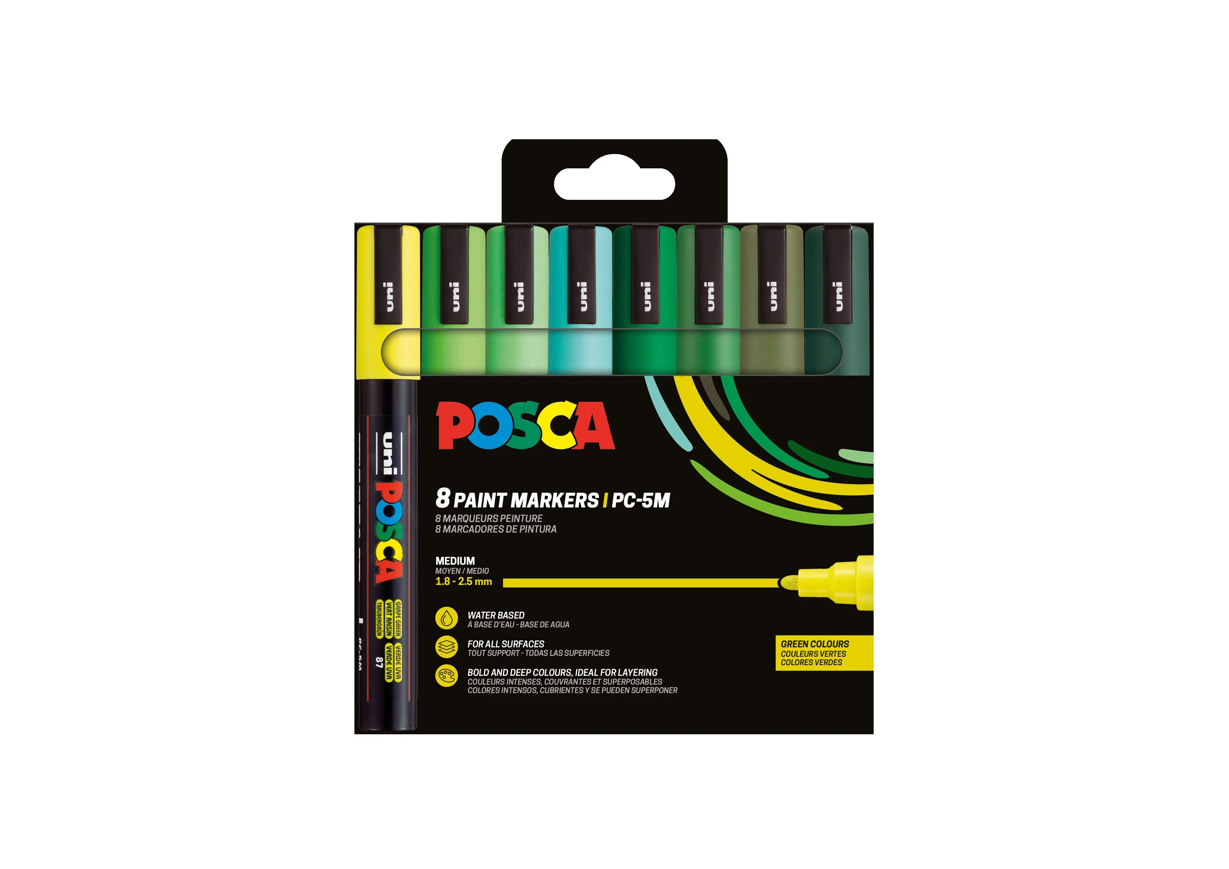 Malingstusj POSCA PC-5M 8 stk. Grønne farger