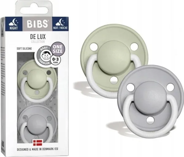 Bibs DE LUX smokke One Size 2-pk Sage Night & Cloud Night i silikon