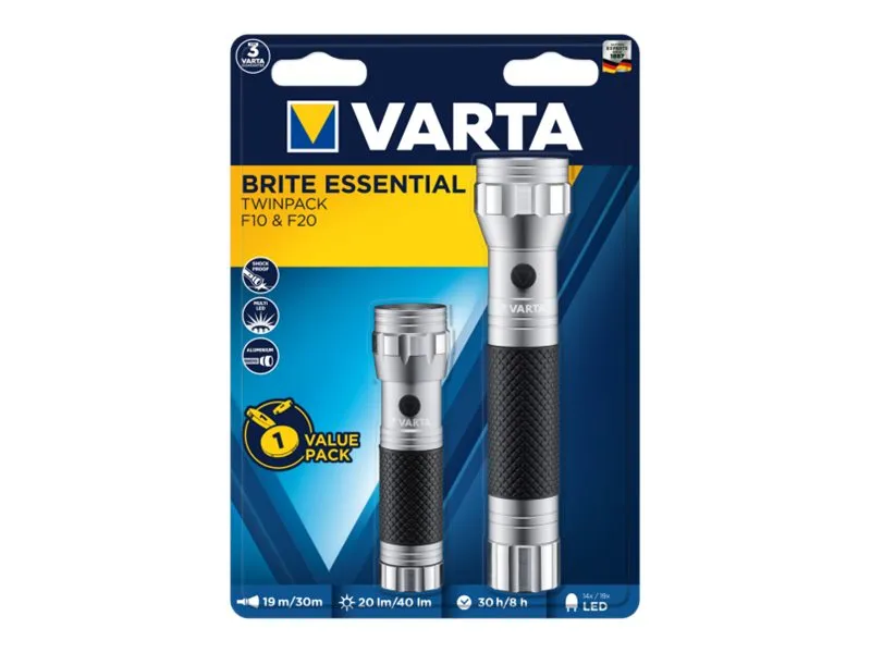 Varta Brite Essential Twinpack F10 / F20 - Lommelykt - LED (en pakke 2)