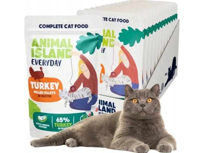 Animal Island ANIMAL ISLAND Kalkun i filet - Våtfôr til katter - 12x85g